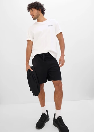 Pantaloni scurți din jerse gros din bumbac organic (set de 2 perechi) • negru+gri-antracit melanj • magazin bonprix