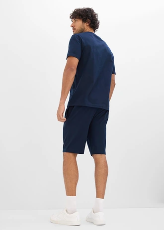 Top, T-shirt, 2 x krótkie spodnie (4 części), z czystej bawełny, kolor: indygo+ciemnoniebieski