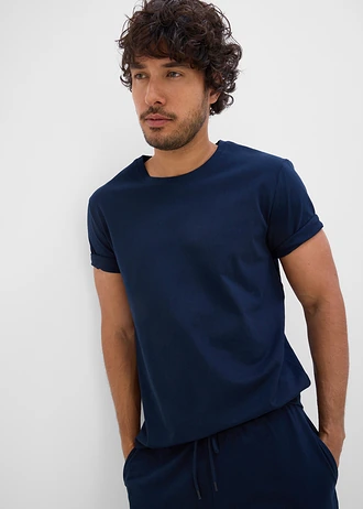 Top, tricou, 2x pantaloni scurţi din bumbac 100% (set/4 piese) • indigo+bleumarin • magazin bonprix