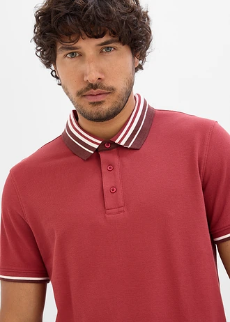 Piqué poloshirt van puur biologisch katoen • woestijnrood/koffiebruin/wolwit • bonprix online shop