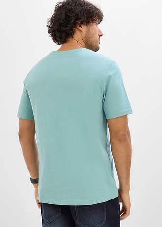 Tricou din bumbac organic 100% (set/2 buc.) • bleumarin+albastru mineral cu imprimeu • magazin bonprix