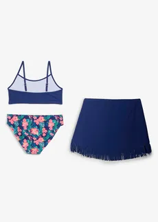 Bikini et jupe (ens. 3 pces) • bleu nuit floral • Boutique bonprix
