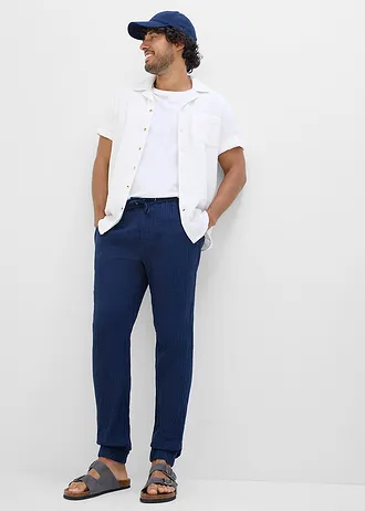 Voľné nohavice, mušelínové, Regular Fit, Tapered • atramentovo modrá • obchod bonprix