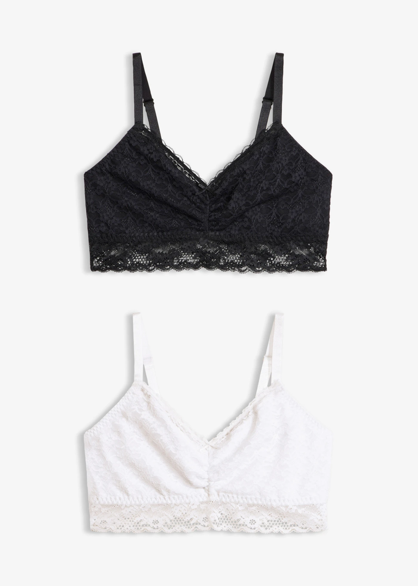 Lot de 2 brassières avec dentelle douce • noir + blanc • Boutique bonprix