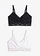 Lot de 2 brassières avec dentelle douce, Couleur: noir + blanc