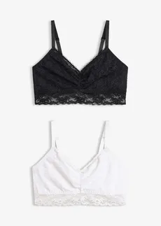 Bralette met zachte kant (set van 2) • zwart+wit • bonprix online shop