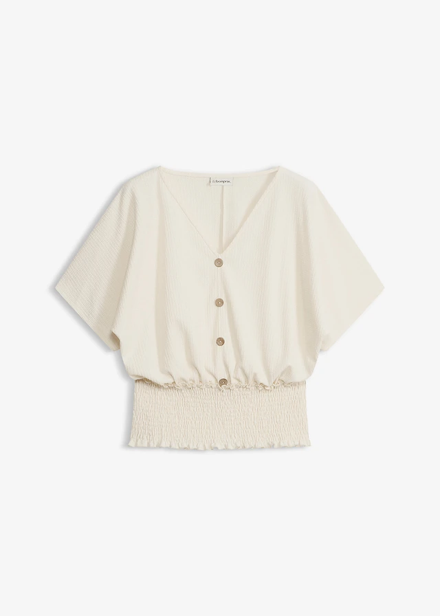 T-shirt en crêpe texturé • blanc nacré • Boutique bonprix
