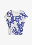 wit/saffierblauw gebloemd