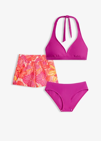 Bikini met halternek en zwembroek (3-dlg. set)