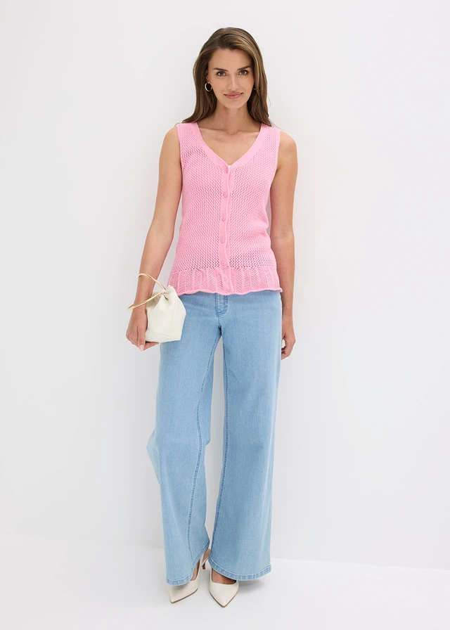 Gilet sans manches en maille, Couleur: blanc