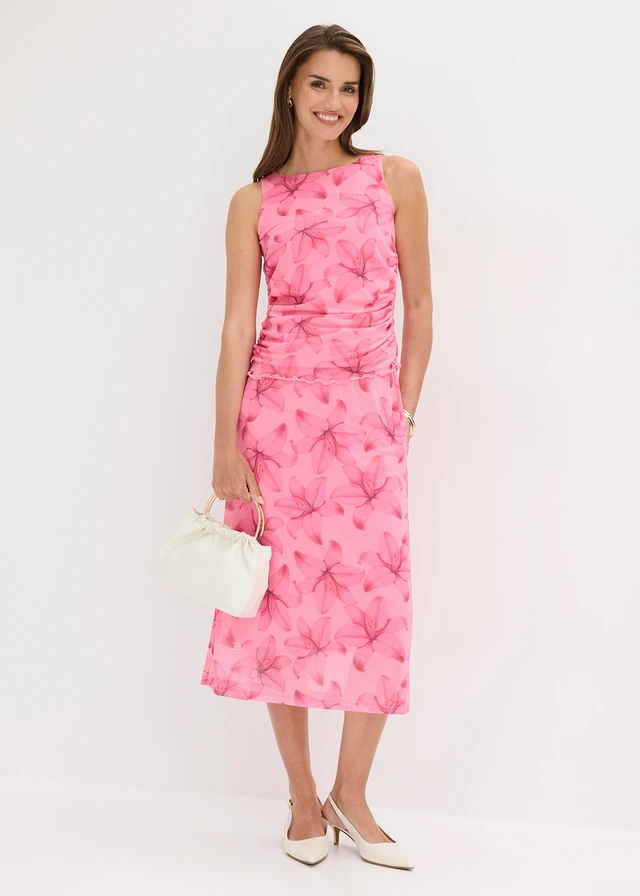 Top doux en jersey mesh, Couleur: rose floral