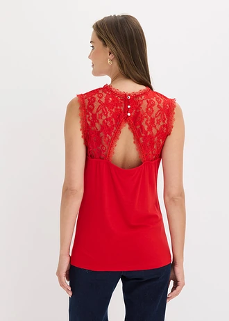 Top s čipkou z viskózového mixu • jahodová • obchod bonprix