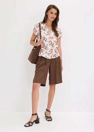 Blouse van viscose met korte mouwen • wolwit gebloemd • bonprix online shop