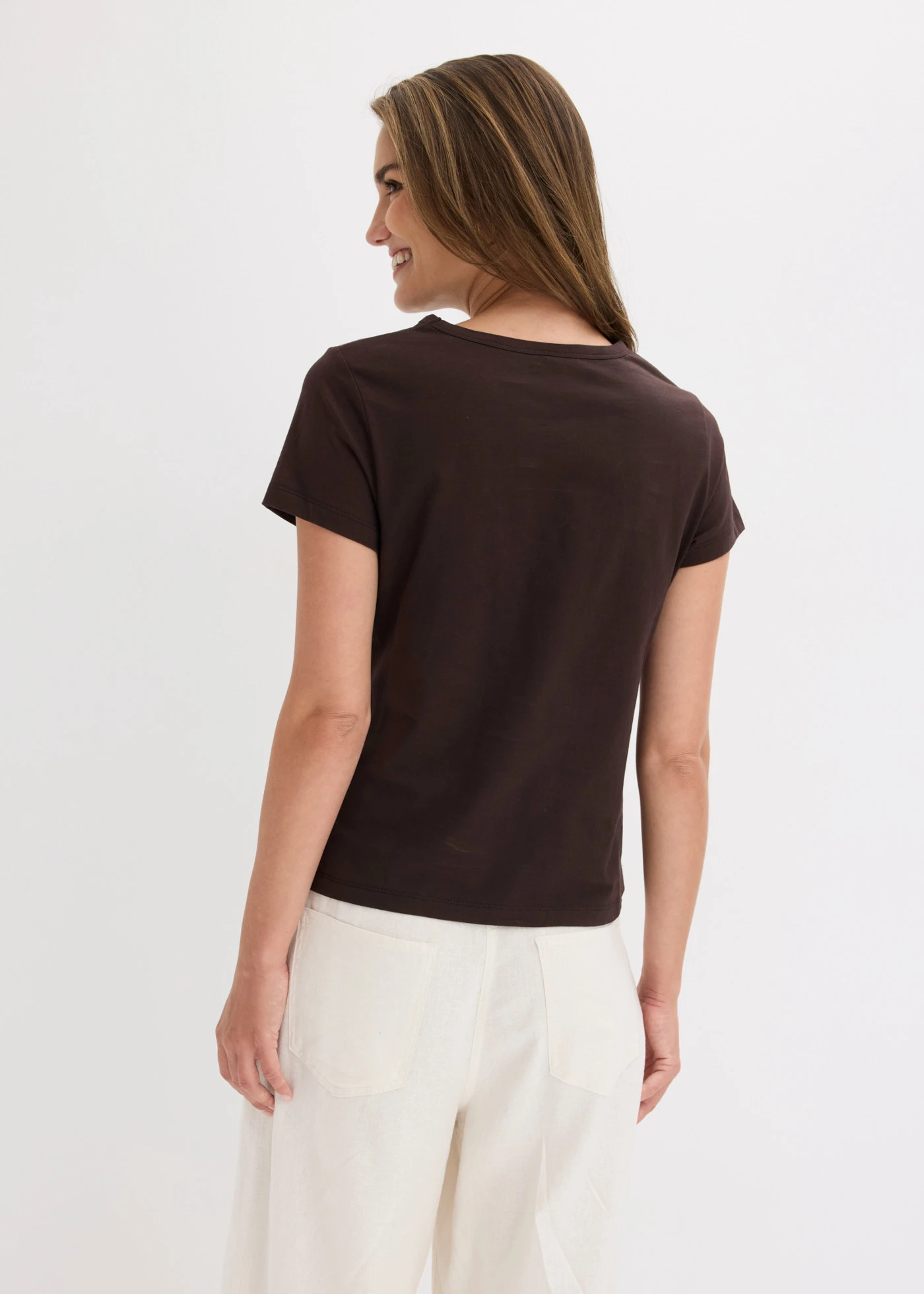 T-shirt en coton • marron foncé • Boutique bonprix