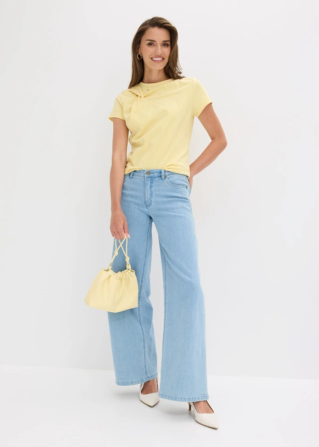 T-shirt en coton, Couleur: jaune pastel
