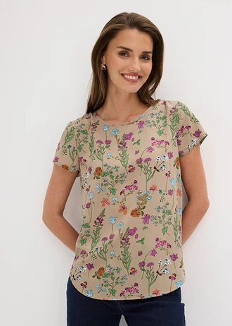 Blouseshirt • taupe gebloemd • bonprix online shop