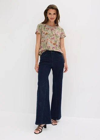 Blouseshirt, Kleur: taupe gebloemd