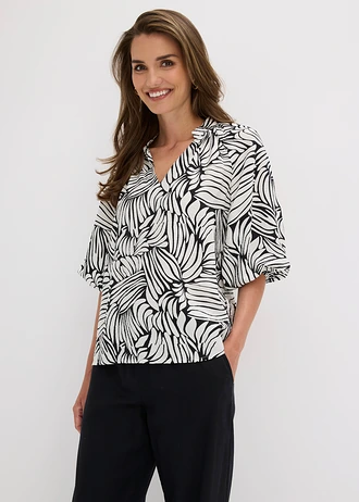 Tunique-blouse • noir/écru imprimé • Boutique bonprix