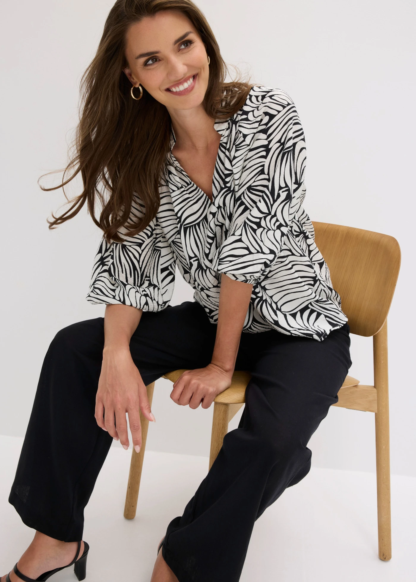 Tunique-blouse • noir/écru imprimé • Boutique bonprix