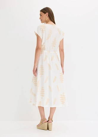 Midi jurk met borduursel • wolwit-beige gebloemd • bonprix online shop