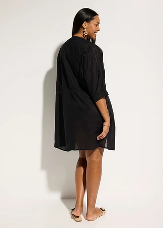 Plážové kimono s krajkou, barva: černá