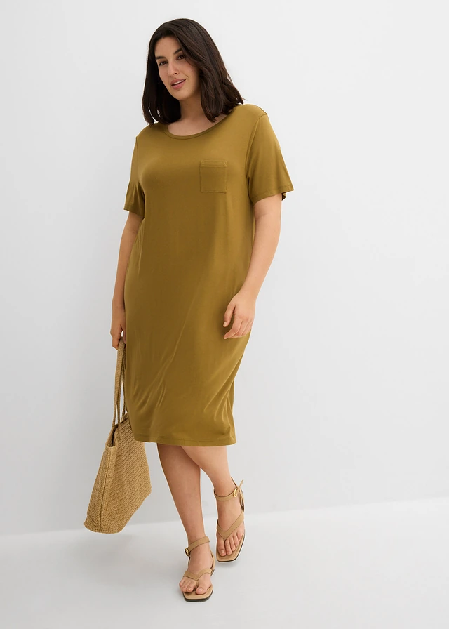 Robe douce en jersey viscose, Couleur: vert nature