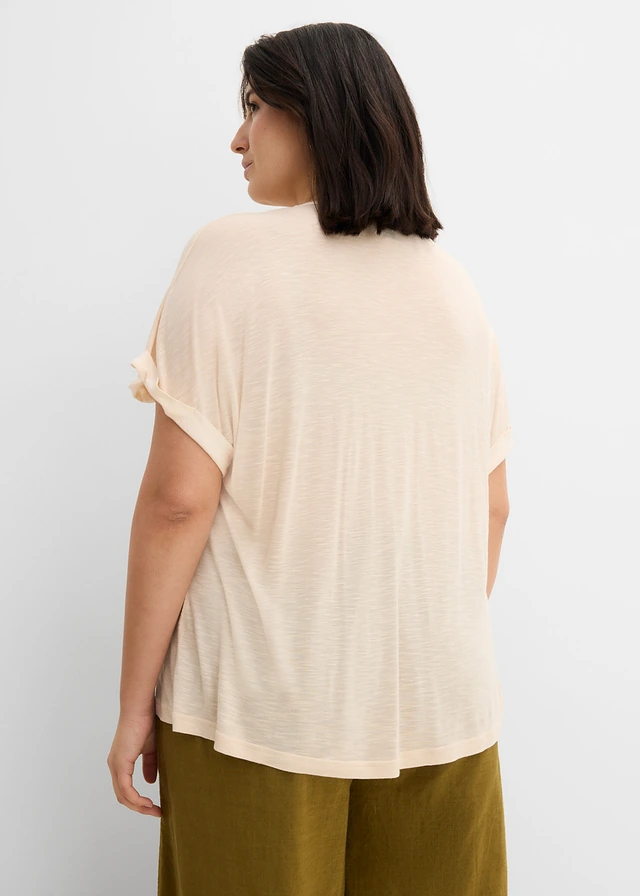 T-shirt 100% viscose, Couleur: beige sable