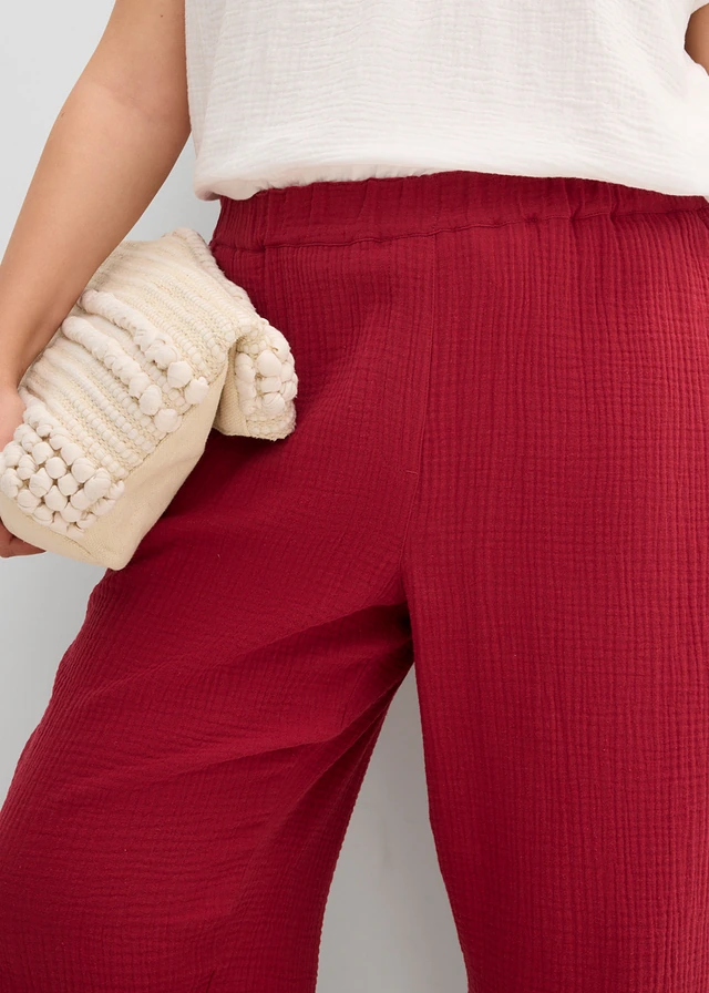 Pantalon barrel en gaze 100% coton • rouge cerise plus size • product-page.page-title-suffix