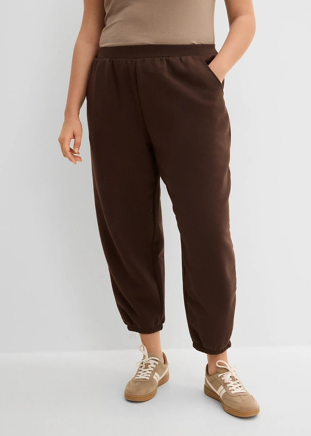 Pantalon sweat, coupe ballon, Couleur: marron foncé
