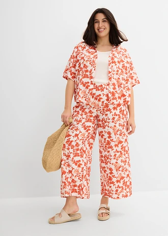 Culotte in een soepele viscosemix, Kleur: wit/kaneelrood