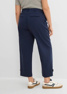 Pantaloni barrel din material cu viscoză, culoare: bleumarin