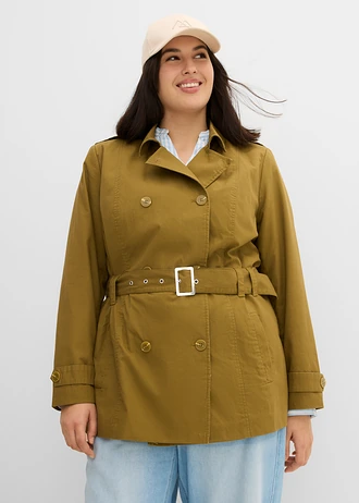 Korte trenchcoat, Kleur: natuurgroen