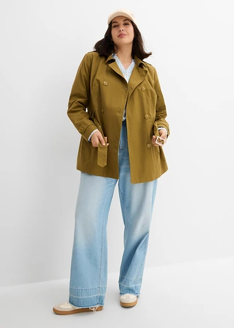 Korte trenchcoat, Kleur: natuurgroen