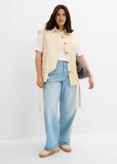 Vest met riem, van katoen, Kleur: kiezelgrijs