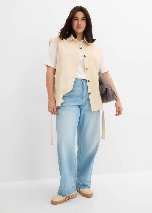 Gilet sans manches, 100% coton, Couleur: beige galet