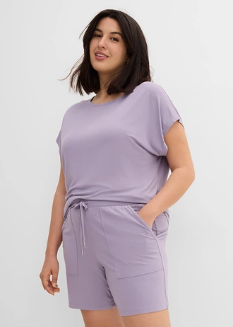 Shirt en korte broek van een zachte viscosemix (2-dlg. set), Kleur: rookviolet