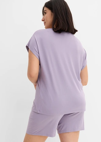 Shirt en korte broek van een zachte viscosemix (2-dlg. set), Kleur: rookviolet