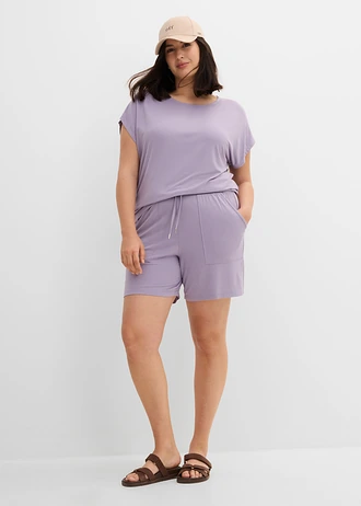 Shirt en korte broek van een zachte viscosemix (2-dlg. set), Kleur: rookviolet