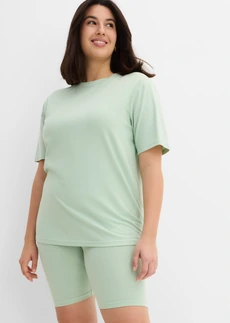 T-Shirt en korte legging van stretchkatoen (2-dlg. set), Kleur: kristalmint gemêleerd