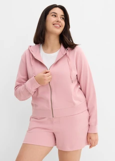 Jachetă casual și pantaloni scurți 100% din bumbac  organic (set/2piese), culoare: roz cenușiu