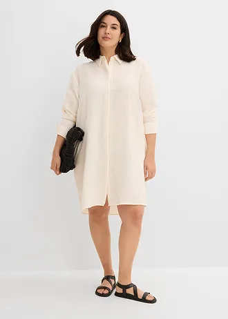 Lange blouse in een zachte viscosemix, Kleur: wolwit