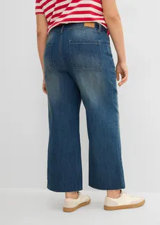 Wide leg jeans met high waist, cropped, Kleur: blauw denim used