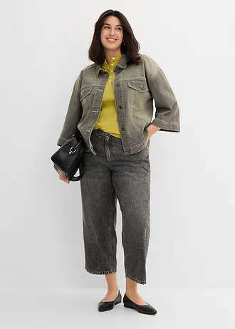 Spijkerjas, 3/4 mouwen, Kleur: olijfgroen denim used