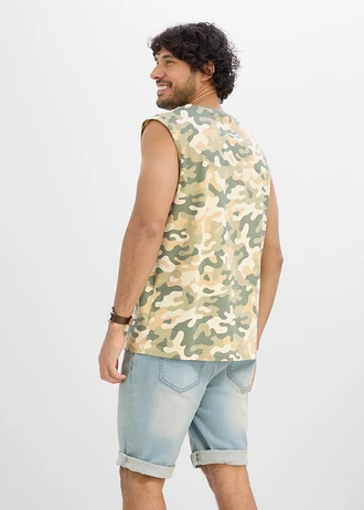 Maiou sport 100% din bumbac organic, Loose Fit, culoare: camuflaj