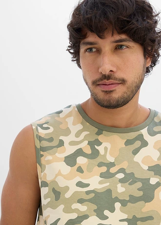 Top na szerokich ramiączkach z czystej bawełny organicznej, loose fit • moro • sklep bonprix