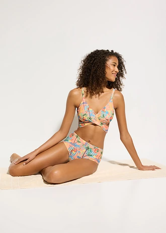 Bikiny bustier (2-dielne), v zavinovacom vzhľade • koralová potlačená • obchod bonprix