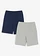 Sweatbermuda met biologisch katoen( set van 2), Kleur: lichtgrijs gemêleerd+donkerblauw