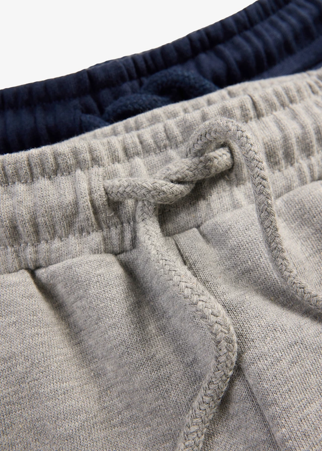 Bermude casual cu bumbac organic (set/2 buc.) • gri deschis melanj+bleumarin • magazin bonprix