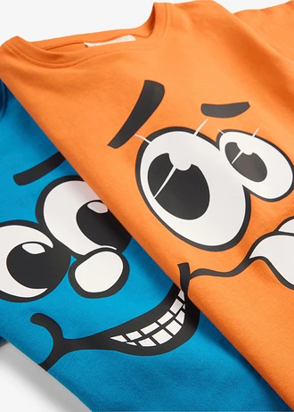 T-shirt van biologisch katoen (set van 2) • oranje+atlantisch turkoois • bonprix online shop