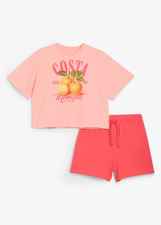 Tricou și pantaloni scurți din bumbac organic 100% (set/2 piese)